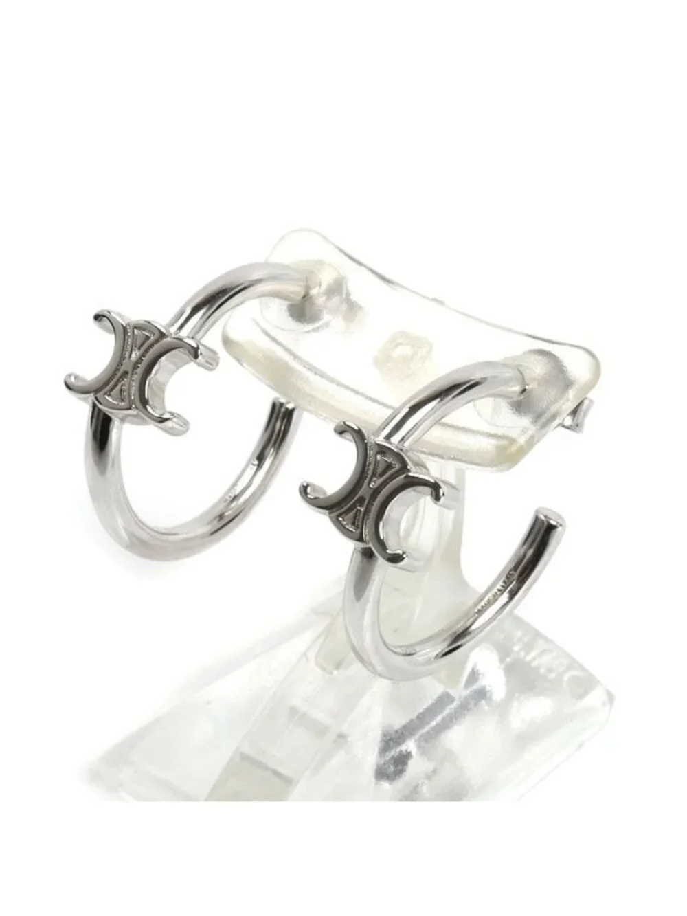 Celine Brass Triomphe Asymmetric Hoop Earrings